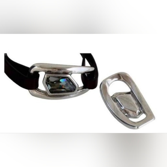 Leather braclet with smoke diamond faceted Swarovski crystal - Picture 4 of 4